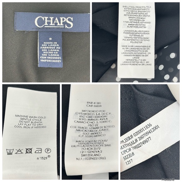 Chaps Black with White Polka Dots Asymmetrical Ruffled Lined Flutter Dress, 8 - Picture 17 of 17